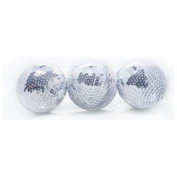 Silver Christmas Balls 8cm 3pcs