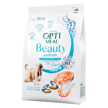 Optimeal Beauty Podium Dry Food with Seafood for Hair and Teeth Care of Adult Dogs of All Breeds 4kg