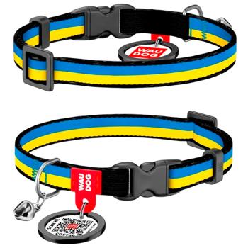 Waudog Nylon Cat Collar with QR Passport 20-30cm/10mm with Colors of Freedom Pattern