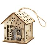 House Wooden Pendant with Light 6*6*6.5cm