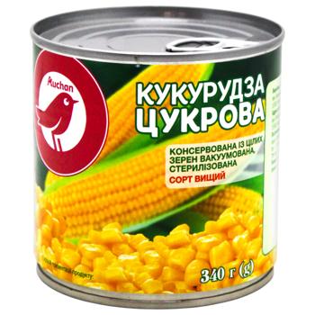 Кукурудза Auchan цукрова консервована 340г - купити, ціни на Чудо Маркет - фото 1