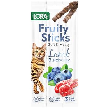 Ласощі для котів Lora Fruity Sticks з ягням та чорницею для дорослих котів 5г*3шт - купити, ціни на Auchan - фото 1