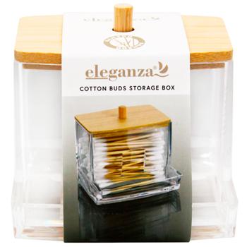 Eleganza Cotton Buds Storage Box with Bamboo Lid 87x75x88mm - buy, prices for Auchan - photo 2