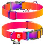 Waudog Nylon Recycled Dog Collar with QR Passport 25-35cm/15mm Gradient Orange