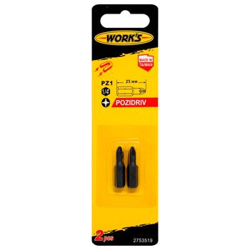 Work's Magnetic Bit Set PZ1x25mm 2pcs - buy, prices for Auchan - photo 1