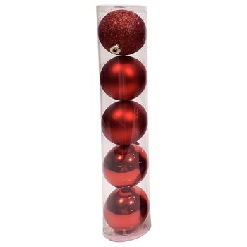 ActuelSet of Red Christmas Balls 8cm 5pcs - buy, prices for Auchan - photo 2