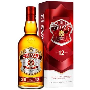 Віскі Chivas Regal 12 років 40% 0,7л в подарунковiй упаковцi - купити, ціни на Auchan - фото 1