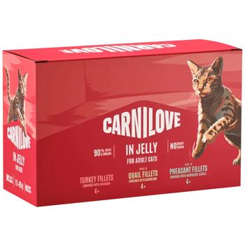 Вологий корм для котів Carnilove Multipack Jelly Adult 12 шт x 85 г - купить, цены на MasterZoo - фото 1