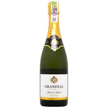 Вино ігристе Grandial Blanc de Blancs Demi-Sec біле напівсухе 11% 0,75л - купити, ціни на МегаМаркет - фото 1