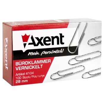 Axent Paper Clips With Bend Nickel-Plated 100pc*2.8cm - buy, prices for ULTRAMARKET - photo 2