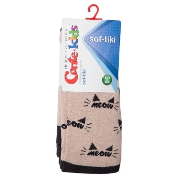 Conte Kids Sof-Tiki Beige Black Cotton Children's Tights 140-146s - buy, prices for ULTRAMARKET - photo 2