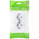 Erste Prestige Double Socket with Grounding White 9206-52W