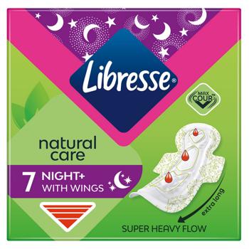 Прокладки гігієнічні Libresse Natural Сare Maxi Night 7шт - купити, ціни на Auchan - фото 1