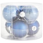 Набір ялинкових куль Actuel скло 8см 6шт синій