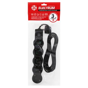 Удлинитель Electrum PP OSB-5ES 3м с выключателем и заземлением черный C-ES-1548