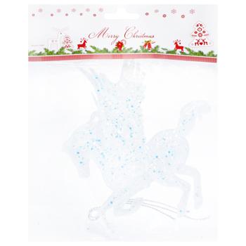 Silver Glitter Pegasus Christmas Tree Pendant 14*13cm - buy, prices for Tavria V - photo 1