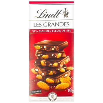 Lindt Les Grandes Dark Chocolate with Almond and Salt 150g - buy, prices for METRO - photo 1