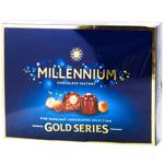 Цукерки Millennium Gold в молочному шоколаді з горіховим кремом та горіхами 205г