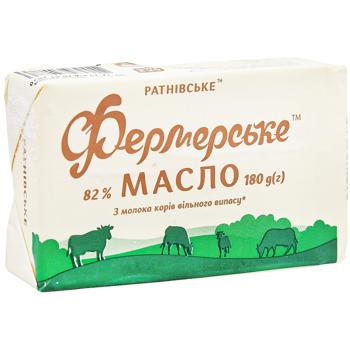 Масло Ратновское Фермерское сладкосливочное 82% 180г - купить, цены на - фото 3