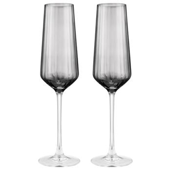 Ardesto Black Mars Alcor Grey Set of Champagne Glasses 2pcs 270ml - buy, prices for COSMOS - photo 1