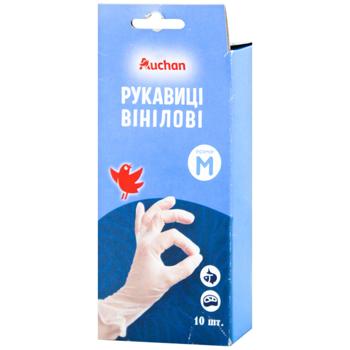 Auchan Vinyl Household Gloves Size M 10pcs - buy, prices for Auchan - photo 1