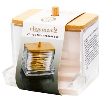Диспенсер для ватних паличок Eleganza з бамбуковою кришкою 87х75х88мм - купити, ціни на Auchan - фото 1
