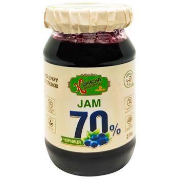 Korysna Kondyterska Blueberry Jam with Stevia 270g - buy, prices for Vostorg - photo 1