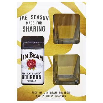 Набір Віскі Jim Beam White 40% 0,7л + 2 склянки - купити, ціни на КОСМОС - фото 2