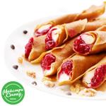 Млинці карамельні з маскарпоне та малиною