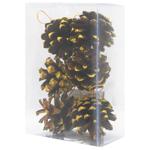 Set of Natural Pine Cones with Gold Tips Christmas Tree Decorations 6pcs