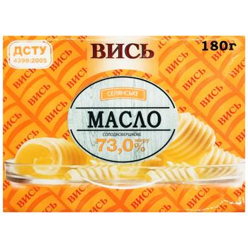 Масло Вись Селянське солодковершкове 73% 180г - купити, ціни на КОСМОС - фото 1