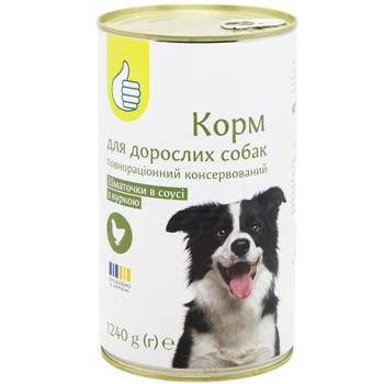 Корм вологий Auchan з куркою для собак 1240г