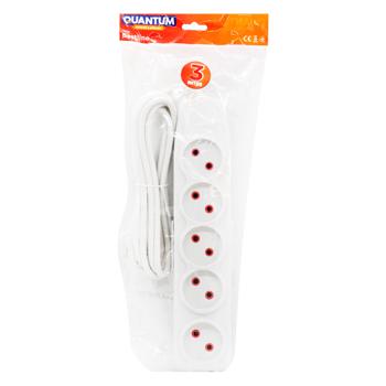 Quantum White Non-Grounding Extension Cable with 5 Sockets 3m - buy, prices for MegaMarket - photo 1