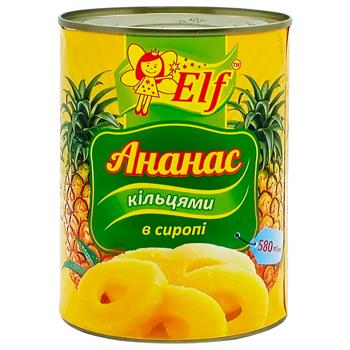 Ананас Elf кільцями в сиропі 580мл - купити, ціни на Чудо Маркет - фото 1