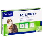 Таблетка для котів Virbac Milpro від 2 до 8кг для лікування гельмінтозів 16 мг/40 мг 1шт