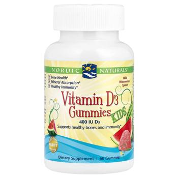 Nordic Naturals Watermelon Flavored Vitamin D3 for Kids 400 IU 60 chewables