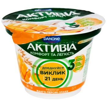 Activia Mango-Peach-Grain Bifidoyogurt 2.2% 180g - buy, prices for Chudo Market - photo 1