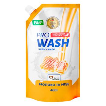 Крем-мыло жидкое Pro Wash Молоко и мед 460г - купить, цены на Auchan - фото 1