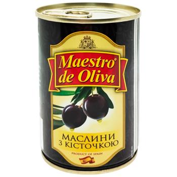 Maestro de Oliva Black Olives with Stone 280g - buy, prices for MegaMarket - photo 1