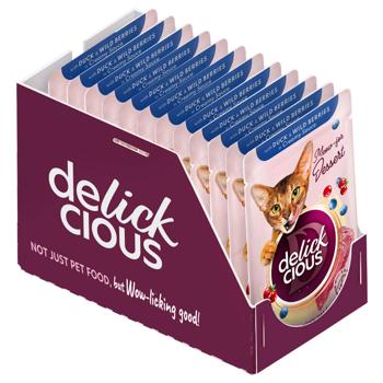 Корм влажный Delickcious Хлопья с уткой и лесными ягодами для кошек 80г - купить, цены на - фото 2