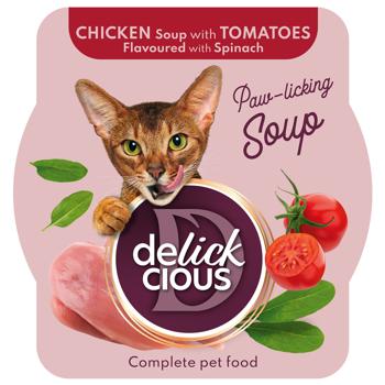 Delickcious from Chicken with Tomatoes and Spinach Soup for Cats 80g - buy, prices for Vostorg - photo 1