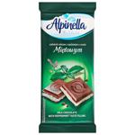 Шоколад Alpinella молочный с мятной начинкой 100г