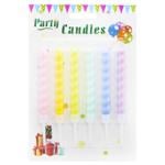 Long Multicolored  Cake Candles 6pcs