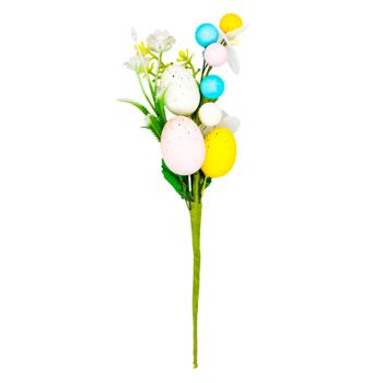 Декоративная ветвь с листьями и яйцами 10*26см - купить, цены на ULTRAMARKET - фото 1