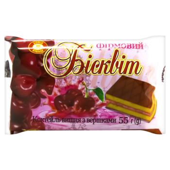 Бисквит Бисквит-Шоколад Фирменный вишня со сливками 55г - купить, цены на Auchan - фото 1