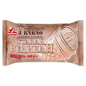 Мороженое Ласунка Стакан-великан с какао и вареной сгущенкой 95г - купить, цены на Grono - фото 1