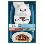 Корм вологий Gourmet Perle Duo з лососем та сайдою для дорослих котів 85г
