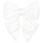 BonaDi Decorative Bow with Rhinestones 13cm White Satin