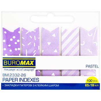 Закладки Buromax Pastel бумажные сиреневые 65x18мм 100 листов