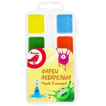 Фарби Auchan акварельні медові 8 кольорів